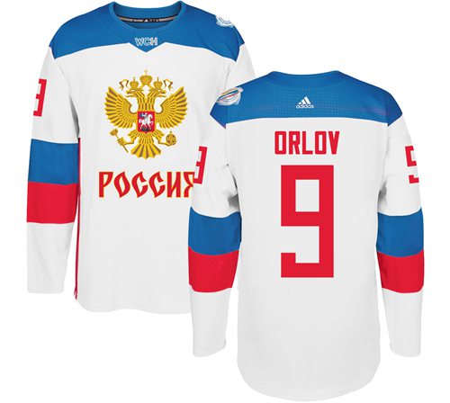 Team Russia #9 Dmitry Orlov White 2016 World Cup Stitched NHL Jersey